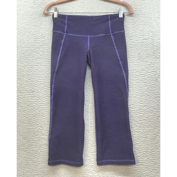 lululemon athletica Pants - Lululemon Leggings Womens 4 Purple Groove Crop Split Leg Low Rise Workout Gym
